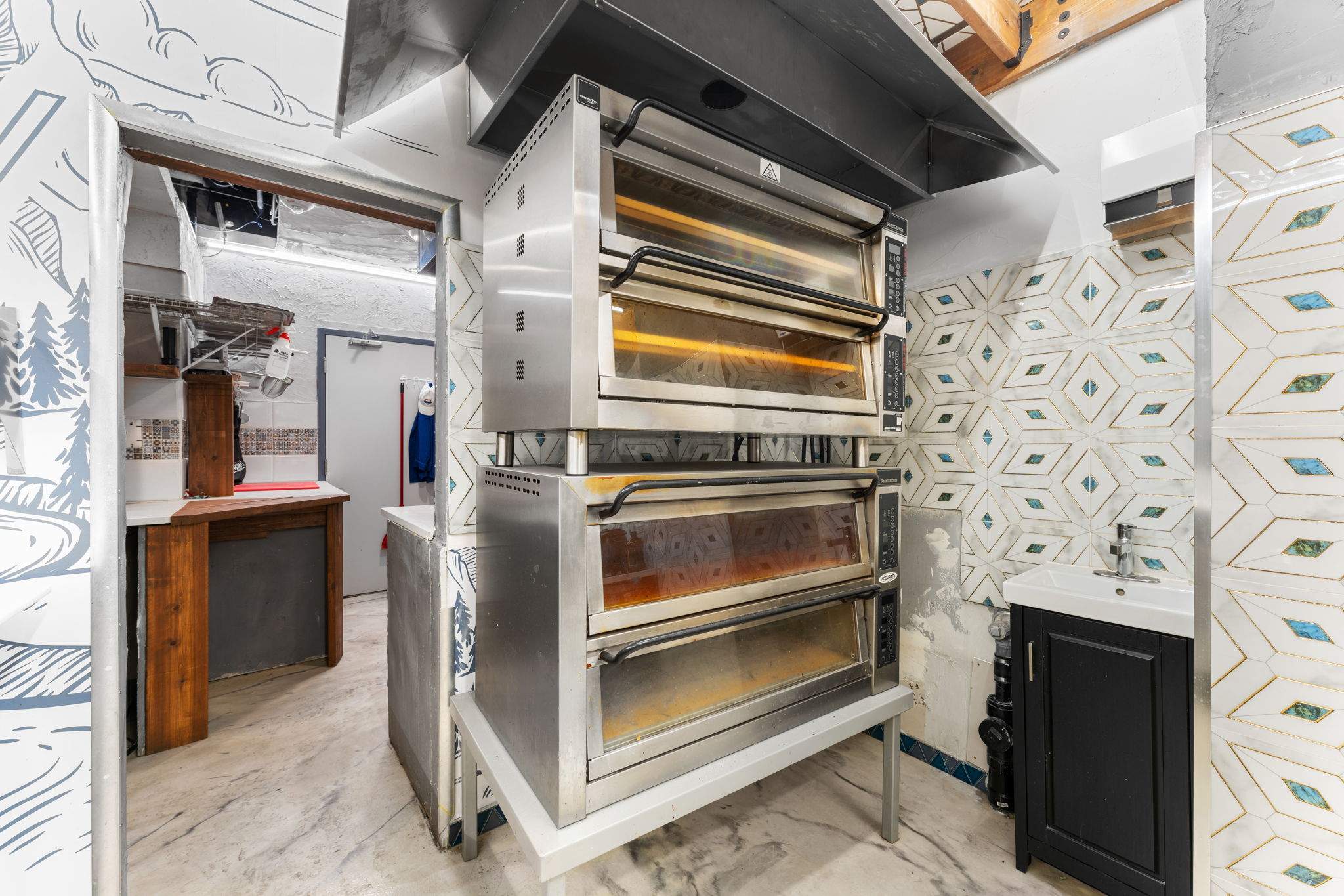 Existing food service infrastructure and oven area